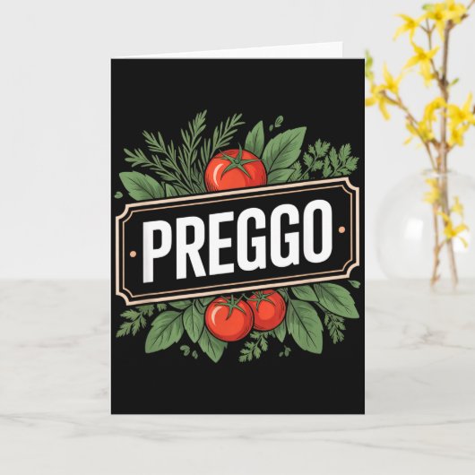 Pregnancy Announcement Prego Pasta Sauce Funny Pre Kaart (Gele Bloem)