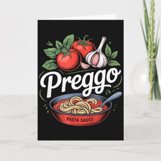 Pregnancy Announcement Prego Pasta Sauce Funny Pre Kaart (Voorkant)