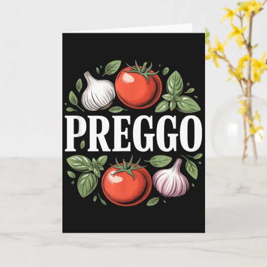 Pregnancy Announcement Prego Pasta Sauce Funny Pre Kaart (Gele Bloem)