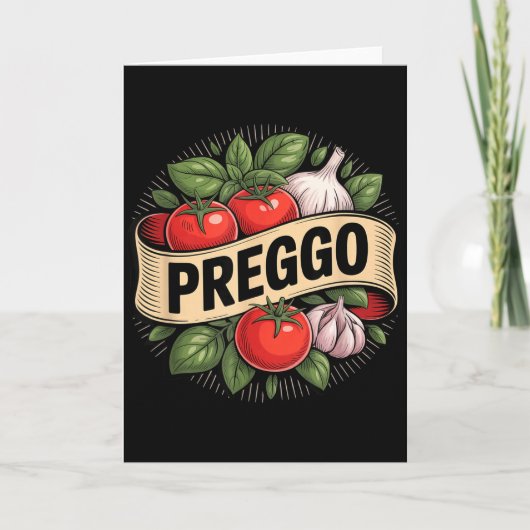 Pregnancy Announcement Prego Pasta Sauce Funny Pre Kaart (Voorkant)