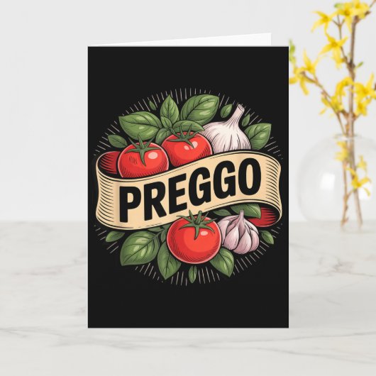 Pregnancy Announcement Prego Pasta Sauce Funny Pre Kaart (Gele Bloem)