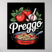 Pregnancy Announcement Prego Pasta Sauce Funny Pre Poster (Voorkant)
