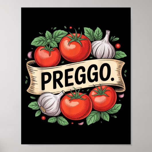 Pregnancy Announcement Prego Pasta Sauce Funny Pre Poster (Voorkant)