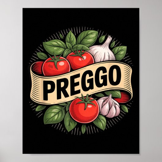 Pregnancy Announcement Prego Pasta Sauce Funny Pre Poster (Voorkant)