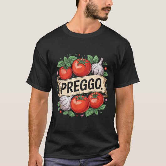 Pregnancy Announcement Prego Pasta Sauce Funny Pre T-shirt (Voorkant)