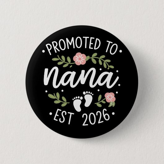 Pregnancy Announcement Promoted to Nana 2026  Ronde Button 5,7 Cm (Voorkant)