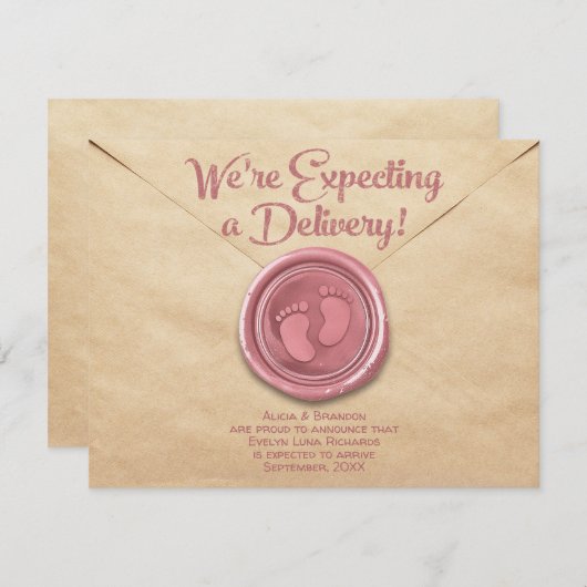 Pregnancy Flat Announcement Card Aankondiging (Voorkant / Achterkant)