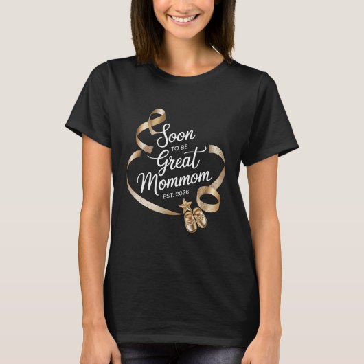 Pregnancy Reveal Soon to be Great Mommom Est 2026  T-shirt (Voorkant)