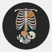 Pregnancy Skeleton Dia De Los Muertos Mexican Bell Ronde Sticker (Voorkant)