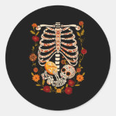 Pregnancy Skeleton Dia De Los Muertos Mexican Bell Ronde Sticker (Voorkant)
