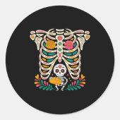 Pregnancy Skeleton Dia De Los Muertos Mexican Bell Ronde Sticker (Voorkant)