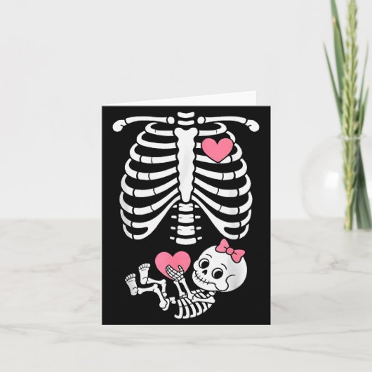 Pregnancy Skeleton Girl Baby Rib Cage Belly Bump H Kaart (Voorkant)