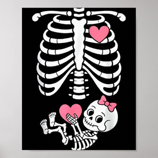Pregnancy Skeleton Girl Baby Rib Cage Belly Bump H Poster (Voorkant)