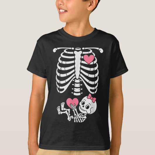 Pregnancy Skeleton Girl Baby Rib Cage Belly Bump H T-shirt (Voorkant)