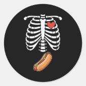 Pregnancy Skeleton Hotdog Belly Bump Rib Cage Hall Ronde Sticker (Voorkant)