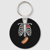Pregnancy Skeleton Hotdog Belly Bump Rib Cage Hall Sleutelhanger (Voorkant)