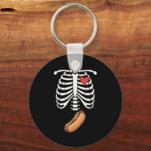 Pregnancy Skeleton Hotdog Belly Bump Rib Cage Hall Sleutelhanger (Voorkant)