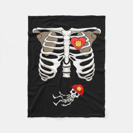 Pregnancy Skeleton Rib Funny Firefighter Bump Shir Fleece Deken (Voorkant)