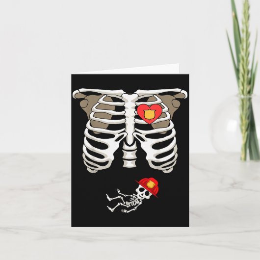 Pregnancy Skeleton Rib Funny Firefighter Bump Shir Kaart (Voorkant)