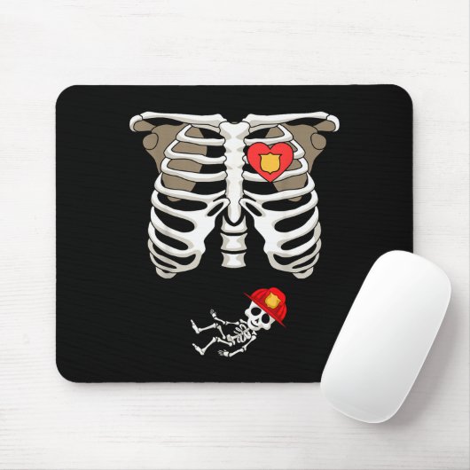 Pregnancy Skeleton Rib Funny Firefighter Bump Shir Muismat (Met muis)
