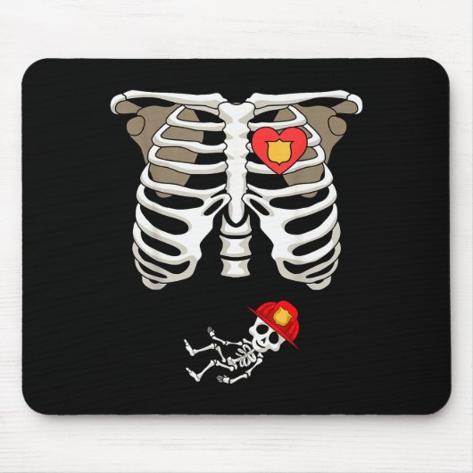 Pregnancy Skeleton Rib Funny Firefighter Bump Shir Muismat (Voorkant)