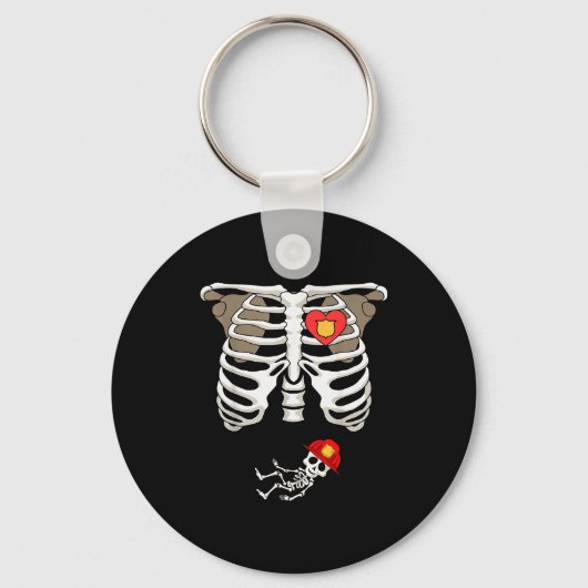 Pregnancy Skeleton Rib Funny Firefighter Bump Shir Sleutelhanger (Voorkant)