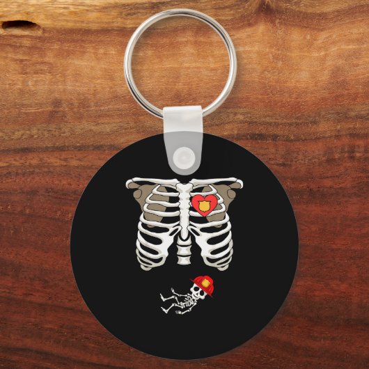 Pregnancy Skeleton Rib Funny Firefighter Bump Shir Sleutelhanger (Voorkant)