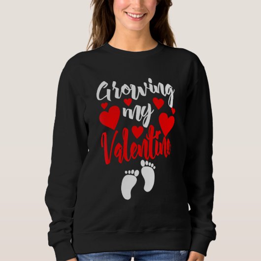 Pregnancy Valentine's Day T Shirt Growing My Valen (Voorkant)