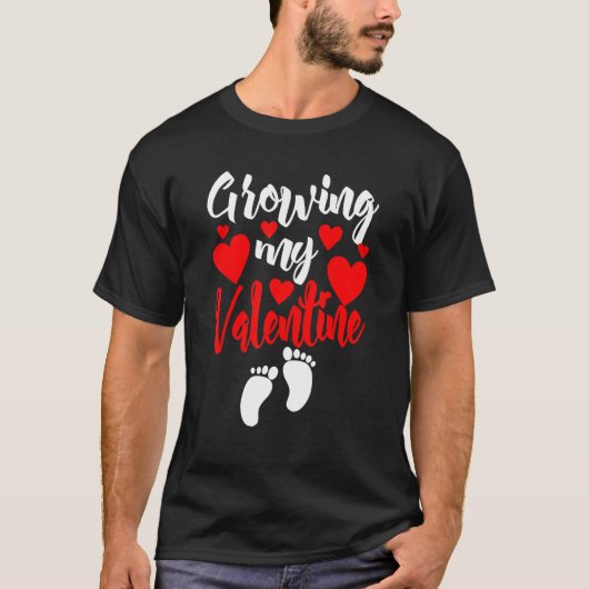Pregnancy Valentine's Day T Shirt Growing My Valen (Voorkant)