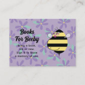 Pregnant Bee wGlasses Purple Floral Books For Baby Informatiekaartje (Voorkant)