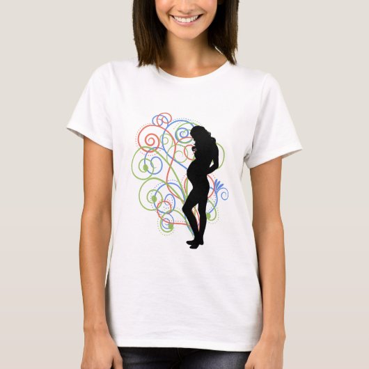 Pregnant / Embarazada swirlies T-shirt (Voorkant)