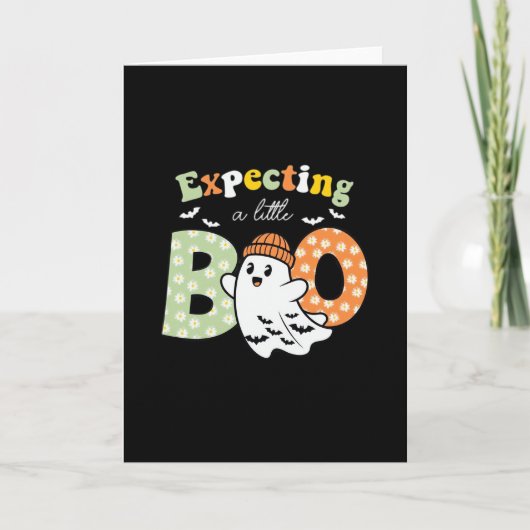 Pregnant Mom To Be Little Boo Funny Halloween Desi Kaart (Voorkant)