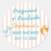 Pregnant & Poolside Summer Pool Party Baby Shower Ronde Sticker (Voorkant)