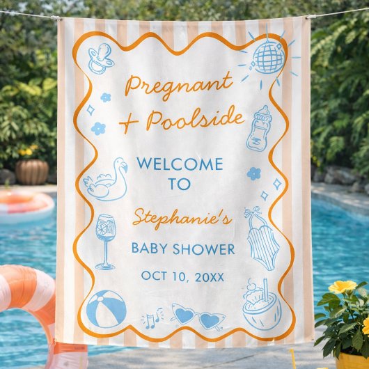 Pregnant & Poolside Summer Pool Party Baby Shower Wandkleed