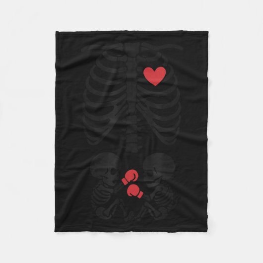 Pregnant Skeleton Twin Halloween Skeleton Boxing T Fleece Deken (Voorkant)