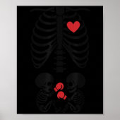 Pregnant Skeleton Twin Halloween Skeleton Boxing T Poster (Voorkant)