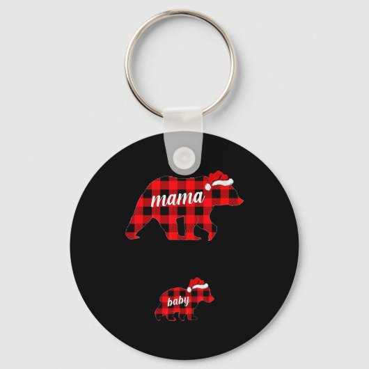 Pregnant Women Mama Bear Pregnancy Christmas Pajam Sleutelhanger (Voorkant)