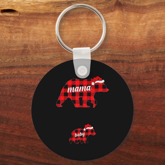 Pregnant Women Mama Bear Pregnancy Christmas Pajam Sleutelhanger (Voorkant)