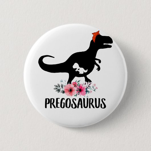Pregosaurus Funny Zwangerschap Gift Ronde Button 5,7 Cm (Voorkant)