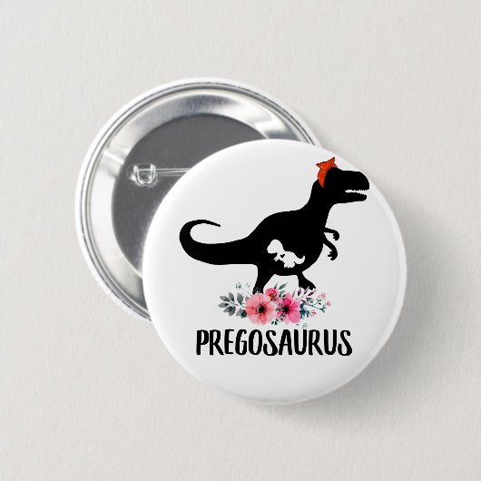 Pregosaurus Funny Zwangerschap Gift Ronde Button 5,7 Cm (Voorkant /achterkant)