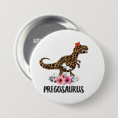 Pregosaurus Funny Zwangerschap Gift Ronde Button 7,6 Cm (Voorkant /achterkant)