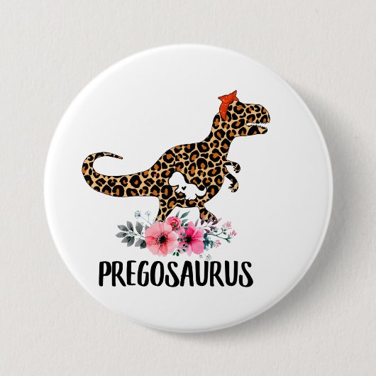 Pregosaurus Funny Zwangerschap Gift Ronde Button 7,6 Cm (Voorkant)