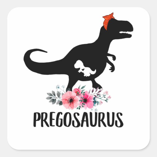 Pregosaurus Funny Zwangerschap Gift Vierkante Sticker (Voorkant)