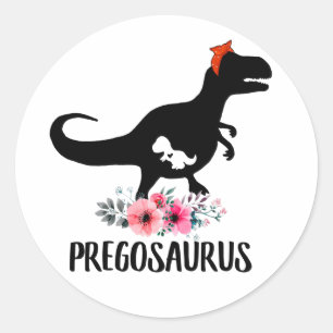 Pregosaurus Funny Zwangerschap Ronde Sticker