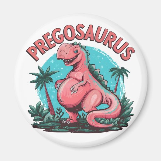 Pregosaurus Grappige Zwangerschap Aankondiging Din Magneet (Voorkant)