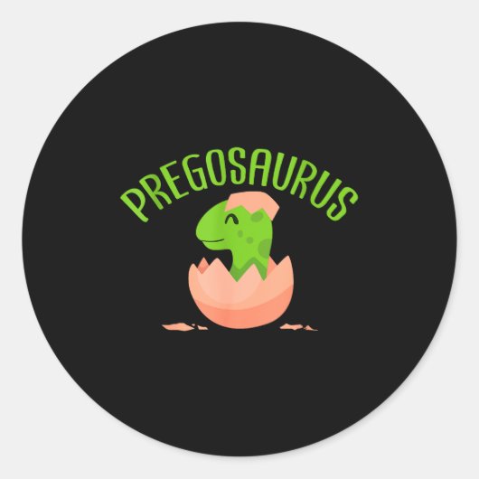 Pregosaurus Preggo Saurus Pregnant Women Dino Love Ronde Sticker (Voorkant)