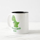 Pregosaurus Rex Zwangerschap T-Rex Cute Dinosaur Tweekleurige Koffiemok (Voorkant links)