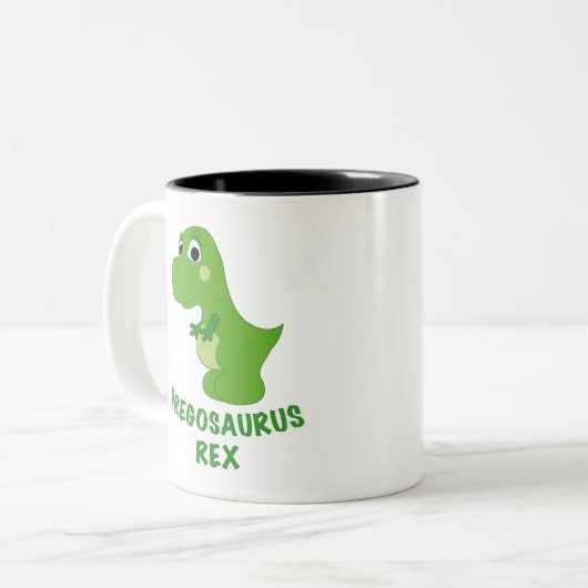 Pregosaurus Rex Zwangerschap T-Rex Cute Dinosaur Tweekleurige Koffiemok (Voorkant links)
