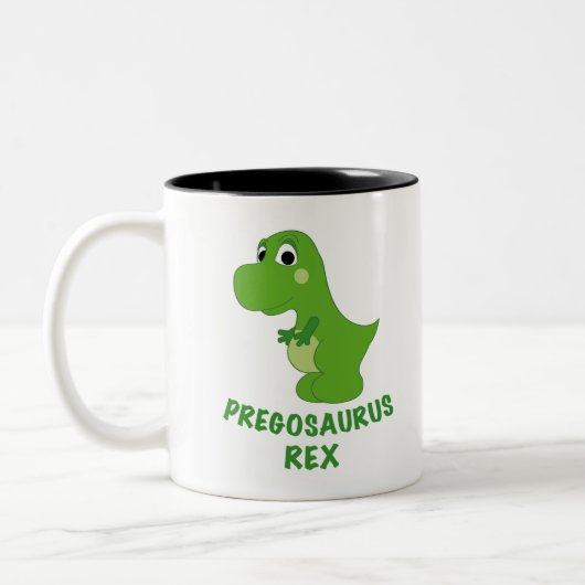 Pregosaurus Rex Zwangerschap T-Rex Cute Dinosaur Tweekleurige Koffiemok (Links)