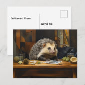 Prehesile-Tailed Porcupine zittend aan bureau Briefkaart (Voorkant / Achterkant)